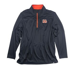 Fanatics Cincinnati Bengals Mens XL Quarter Zip Pullover Black Orange NFL Logo